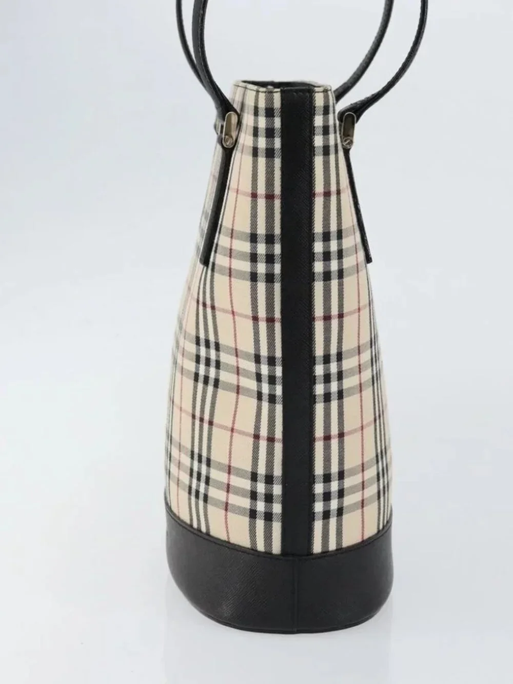 BURBERRY Nova Check Hand Bag Canvas Beige Silver Auth 154458 - Picture 4 of 16